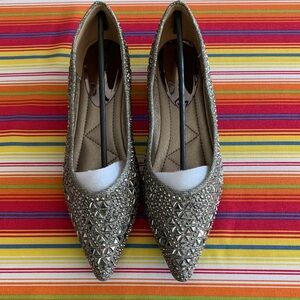 Mei Ti Meng Studded Metallic Embellished Flats Sz 8.5
